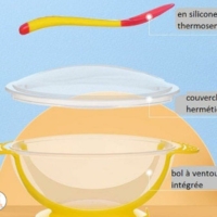 BOL AVEC VENTOUSE COUVERCLES ET CUILLERE